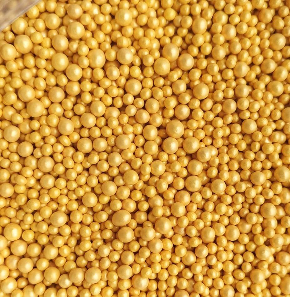 Посыпка сахарная жемчуг золотистый 3-5мм 50 гр