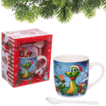 Кружка керамическая 200мл «Змеиная семейка» с ложкой в подарочной коробке