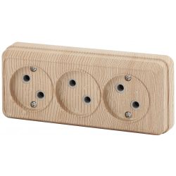 Розетка Intro Quadro 2-205-11 без заземления тройная 3х2P 16А-250В IP20 ОУ сосна