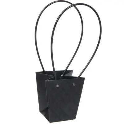 Пакет для цветов и подарков «Ромб» 12,5*12,5*8 см, черный