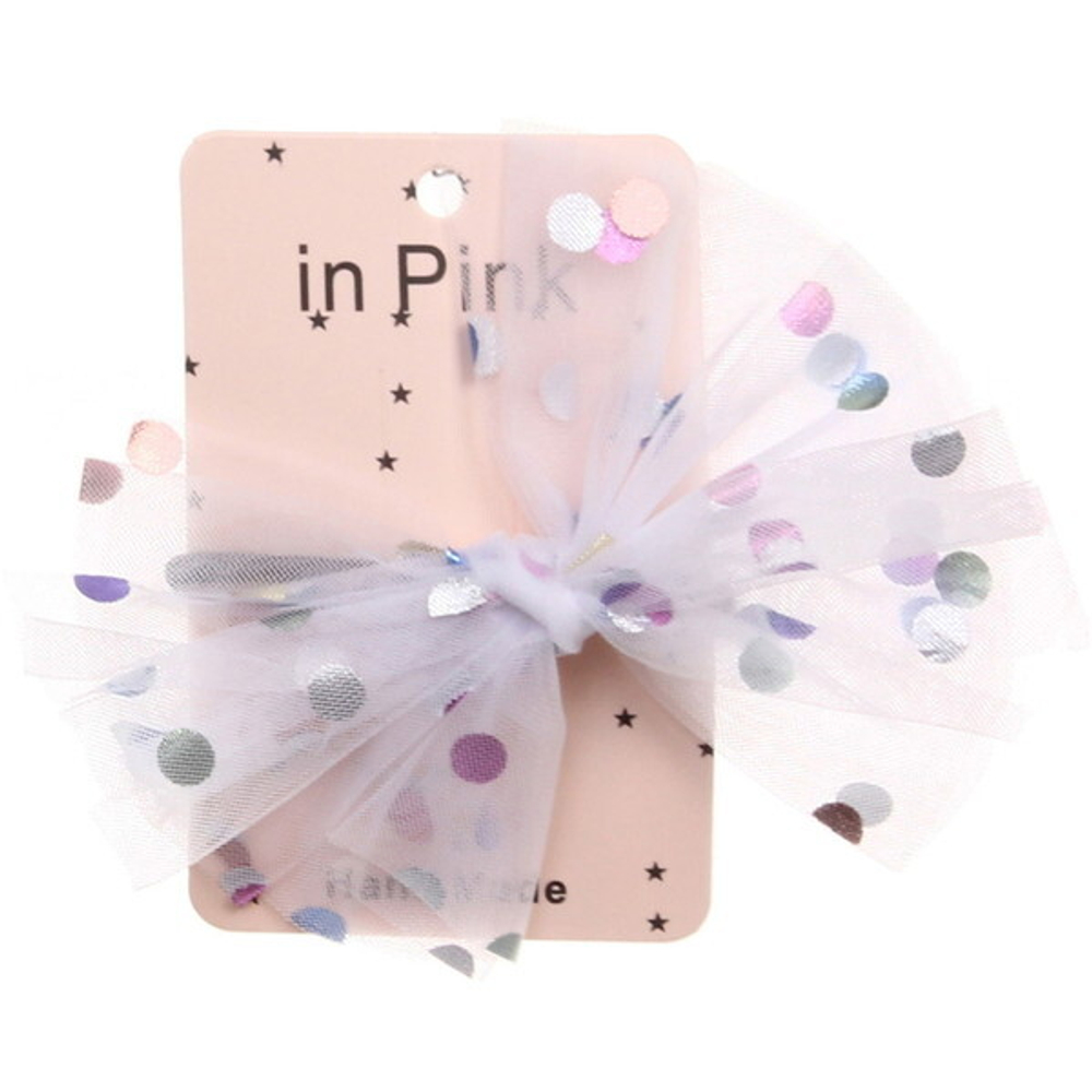 Резинка для волос 1шт «Pomp - Ариэль», микс 4 цвета( белый, пудровый, светло-голуб., светло-фиолет.), 12*10 см