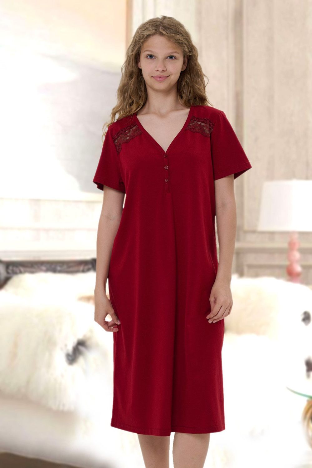 Ночная сорочка цвет бордовый