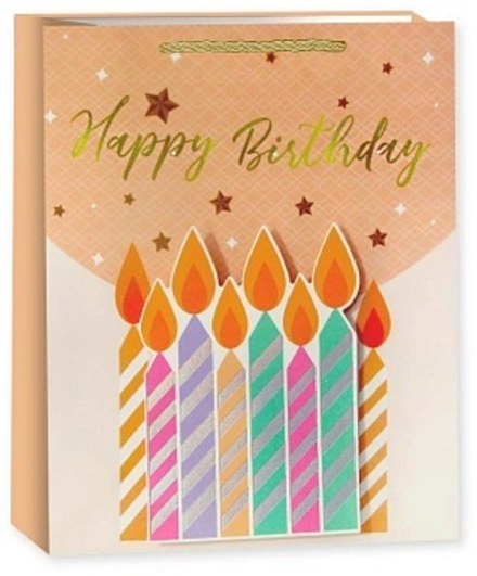 Пакет подарочный 3D, Милый праздник, Дизайн №3, Металлик, 41,5*30*12 см.