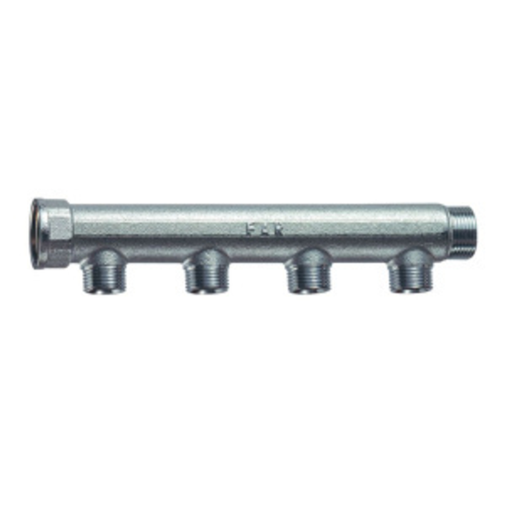 Коллектор 3/4", ВР-НР, 4 отвода 1/2", НР, межосевое 50 мм, плоское уплотнение FAR