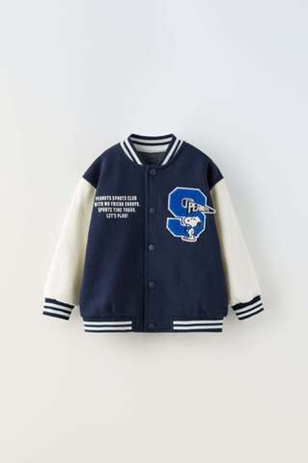 ZARA БОМБЕР С ПРИНТОМ SNOOPY PEANUTS™, МОРСКОЙ СИНИЙ