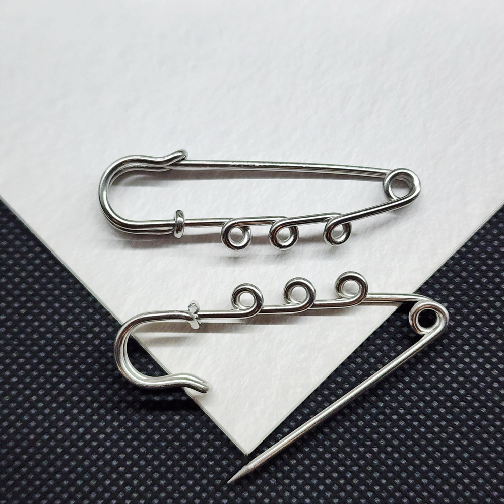 Булавка брошь, сталь 316, 50мм, отличная заточка, 3 петли, штучно