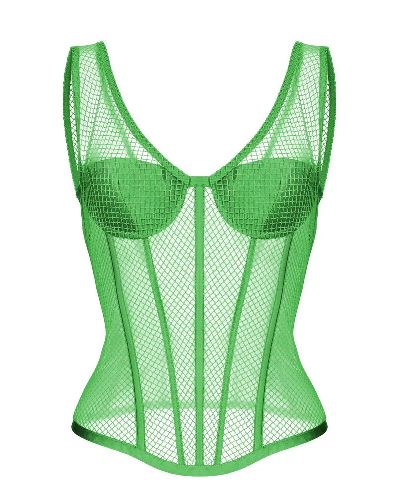 Блуза корсетного типа удлиненная из шелка и сетки