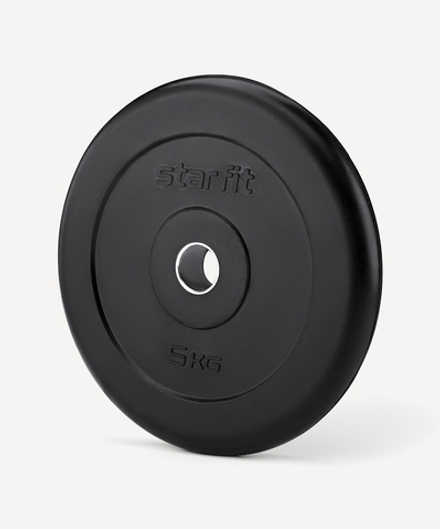 Диск обрезиненный BB-202 d=26 мм, стальная втулка, черный, 5 кг