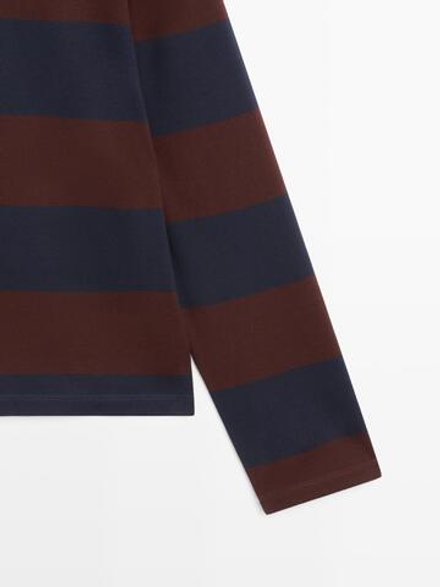 Massimo Dutti Футболка поло с длинными рукавами, темно-синий