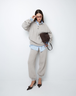 Брюки из смесового кашемира серо-бежевый