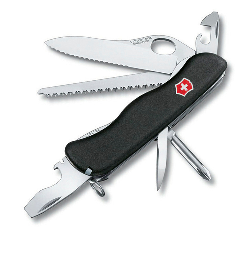 Нож Victorinox Trailmaster One Hand, 111 мм, 12 функций, с фиксатором лезвия, черный