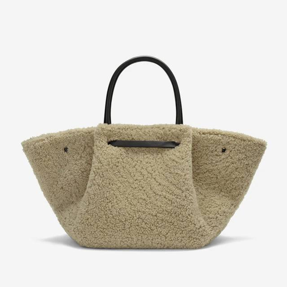 Сумка DeMellier The Midi New York Beige Shearling & Black Smooth