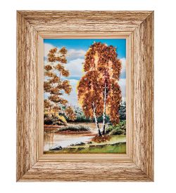 AMB-01/78 Картина «Сентябрьский этюд» (с янтарной крошкой) пласт.рамка 33х42см
