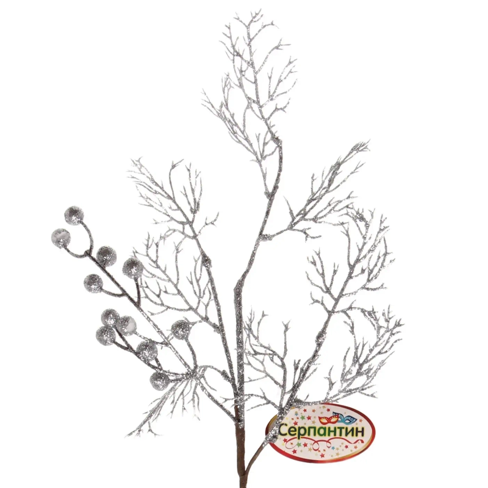 Ветка хвойная «Сияние зимы» 67 см, Серебро