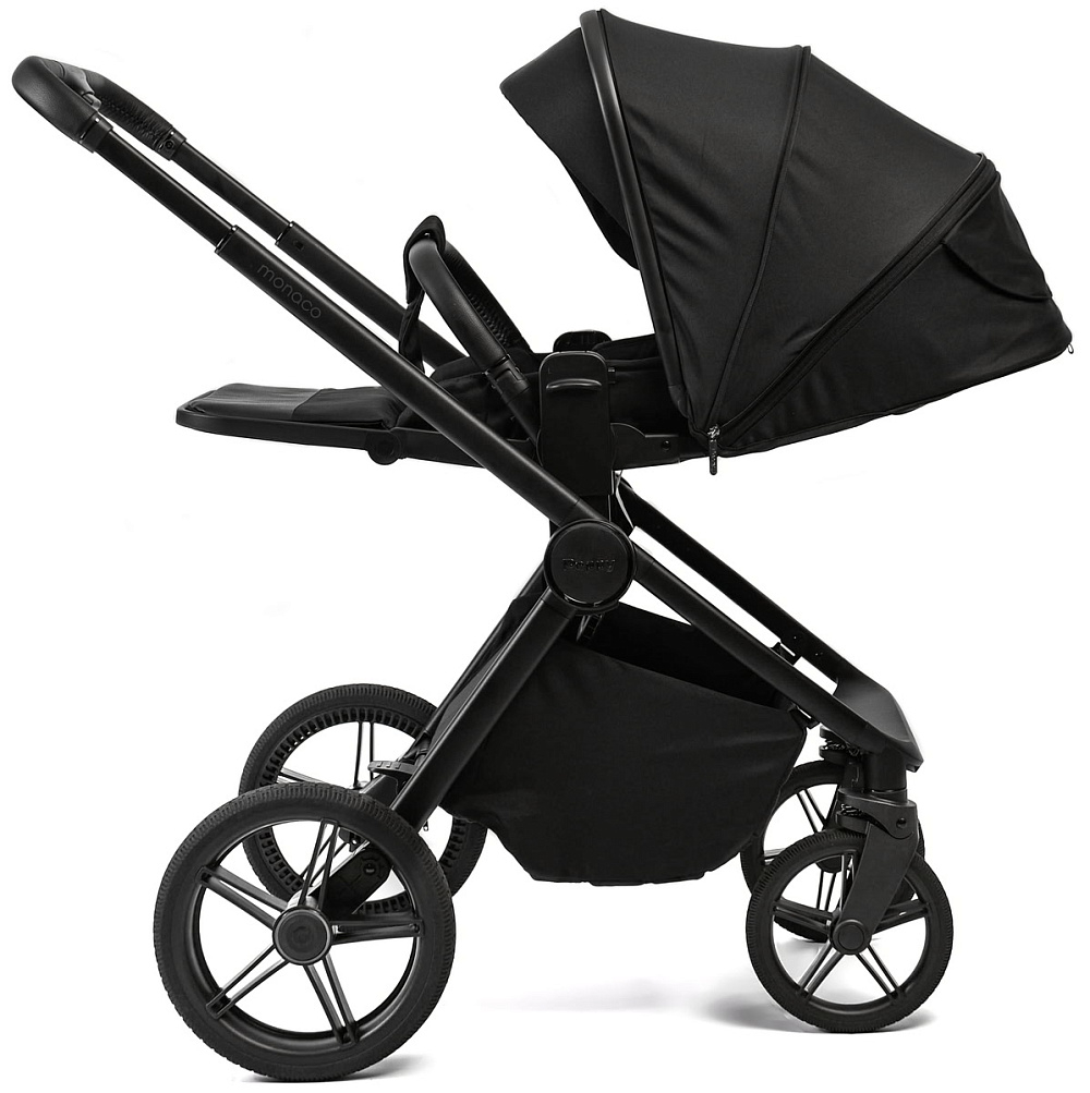 Детская коляска Peppy Monaco 3 в 1 с автокреслом Rise Milk Black (черный), рама черная матовая
