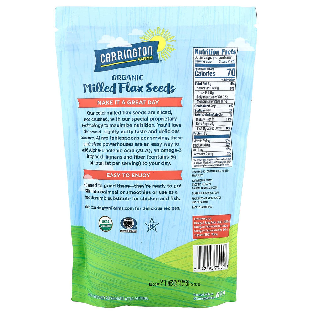 Carrington Farms, Органические молотые семена льна, 397 г (14 унций)