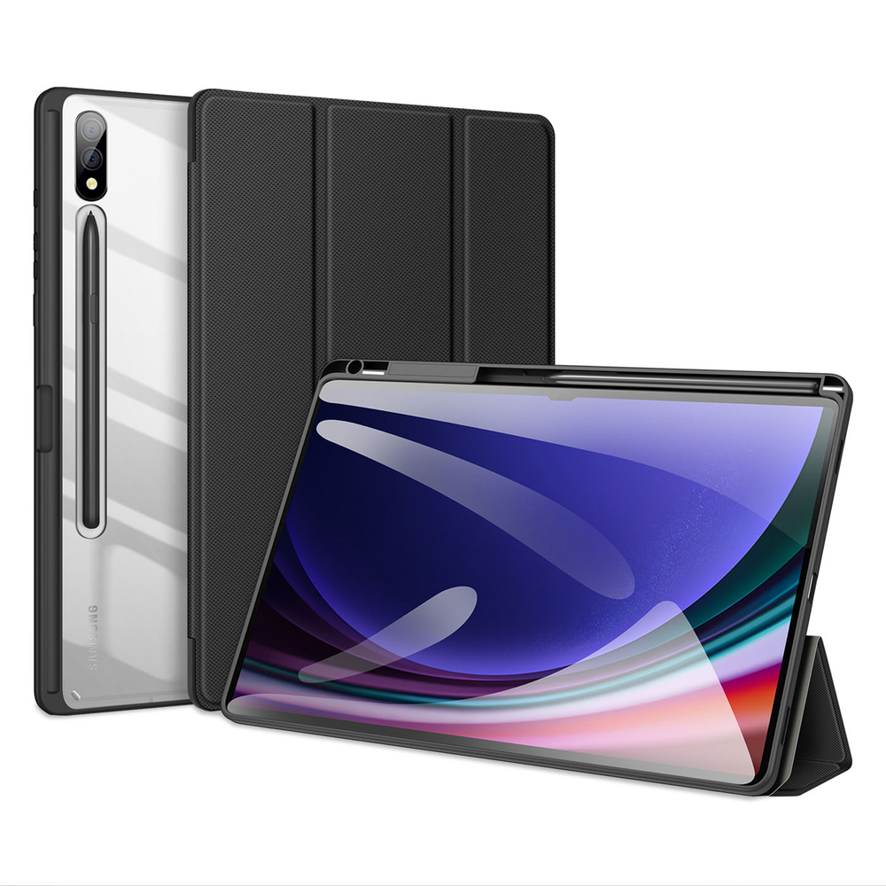 Чехол книжка черного цвета от Dux Ducis для Samsung Tab S10 Plus, S9 Plus и S9 FE Plus, серия Toby Series Case, с функцией пробуждения и сна