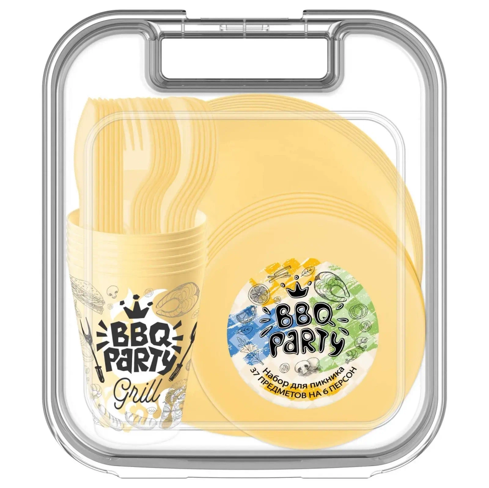 Набор для пикника с декором, 37 предметов на 6 персон (бледно-желтый) 221142004/01