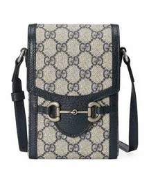 Мини-сумка Gucci Horsebit 1955 бежевый/черный