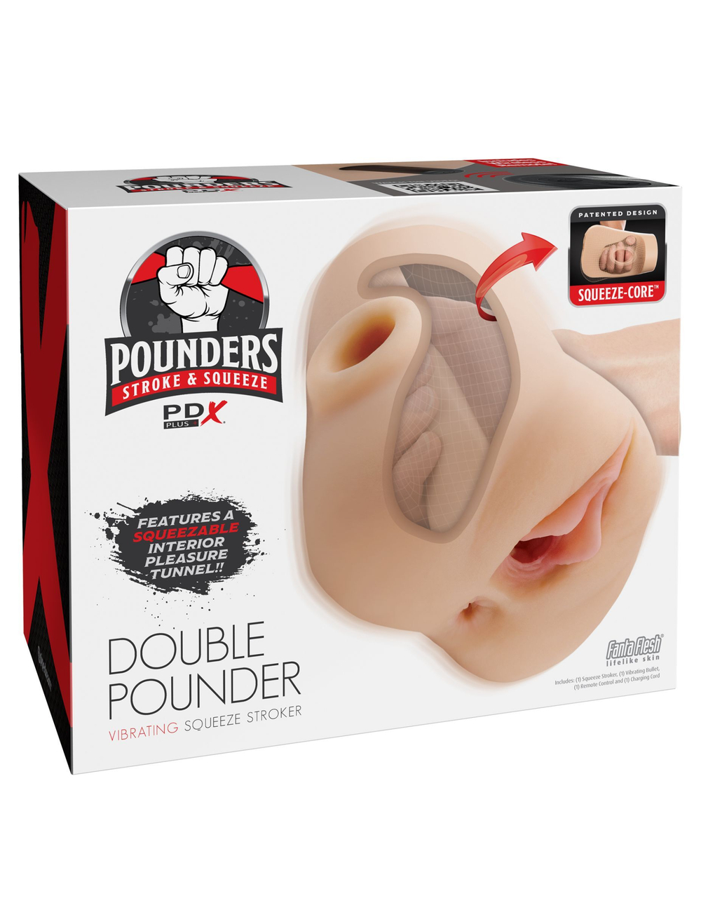 Телесный мастурбатор с вибрацией Double Pounder Vibrating Squeeze Stroker (Цвет: телесный)