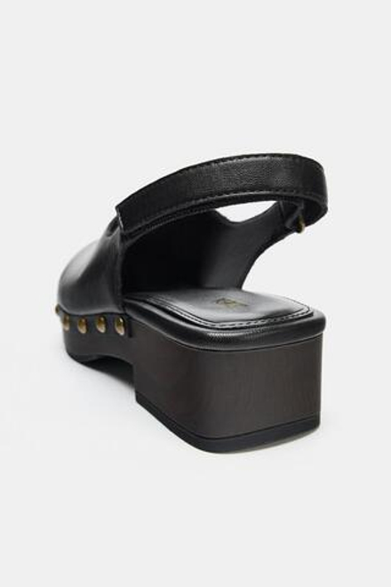 ZARA САБО ИЗ КОЖИ С ЗАКЛЕПКАМИ, ЧЕРНЫЙ