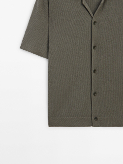 Massimo Dutti Кардиган с короткими рукавами и пуговицами, хаки