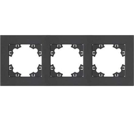 Рамка трехместная горизонтальная "UNIVersal" серия "Афина" графит (еврослот) (HU2338)