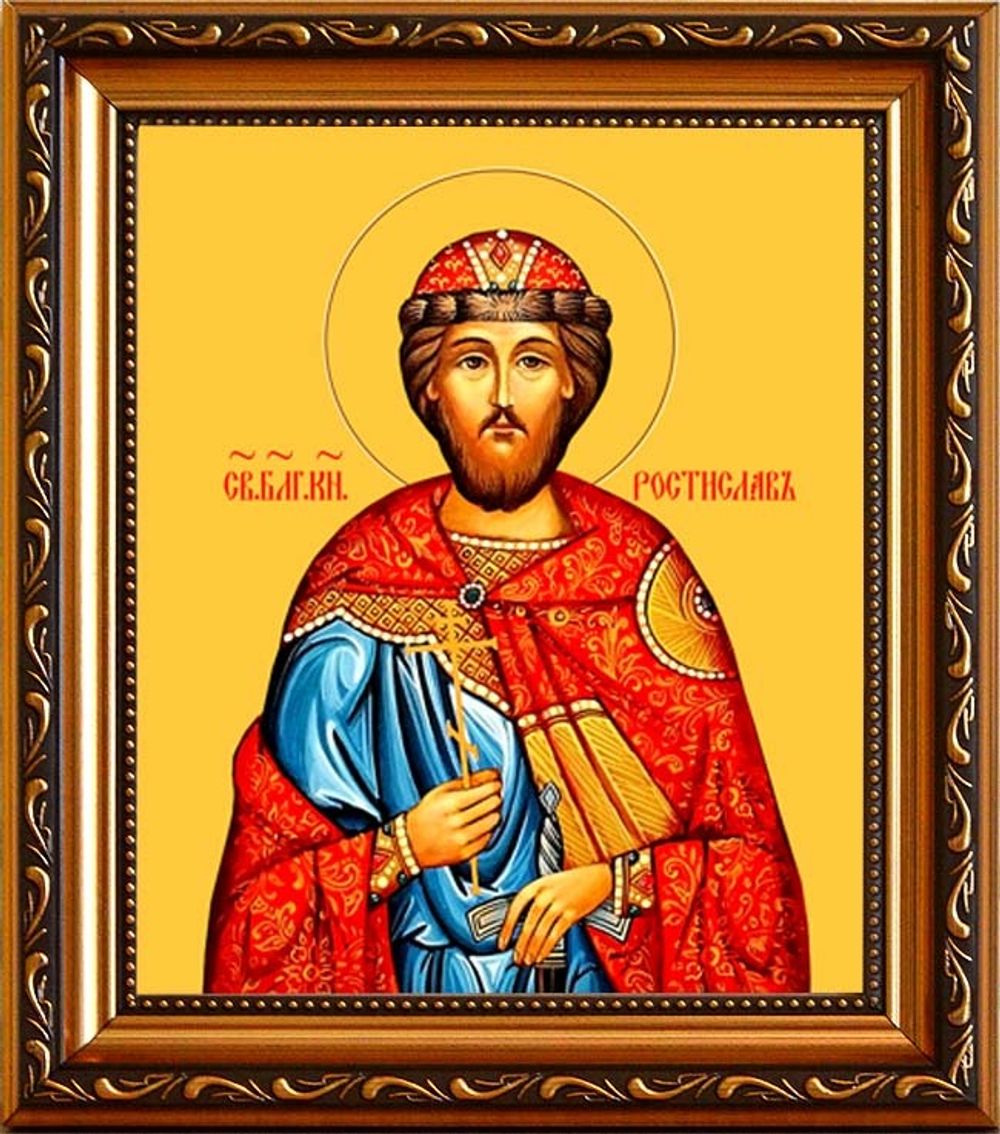 Ростислав Смоленский Великий Князь Благоверный. Икона на холсте в раме.