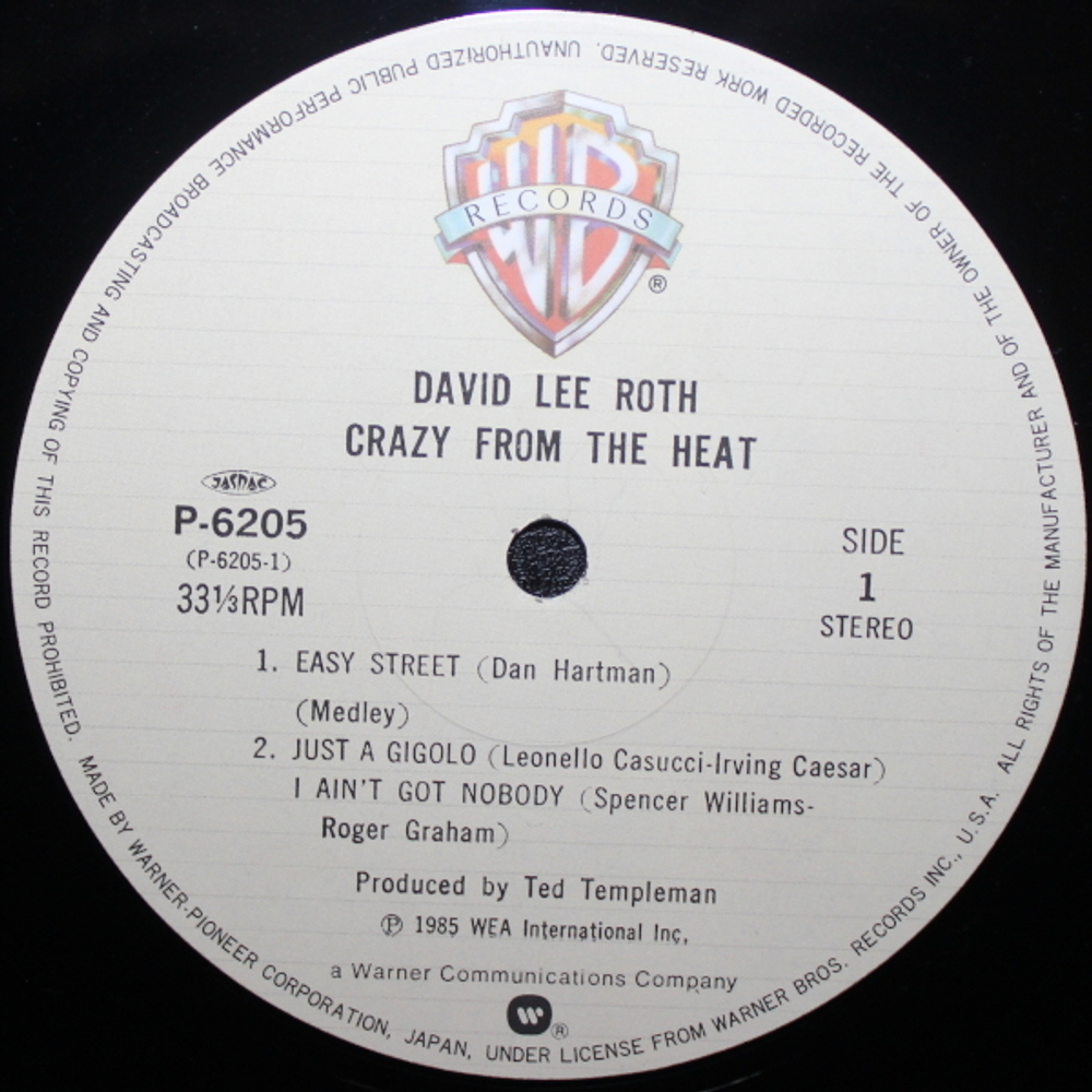 David Lee Roth / Crazy From The Heat (12" Vinyl EP)