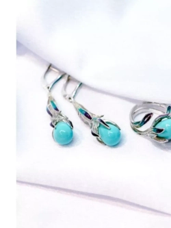 Ювелирные серьги серебро 925 пробы с бирюзой