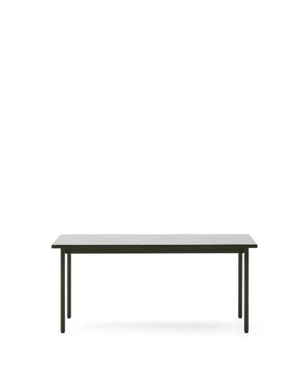 Уличный стол Maurina из оцинкованной стали зелёного цвета с зелёной керамической плиткой 182 x 91 см