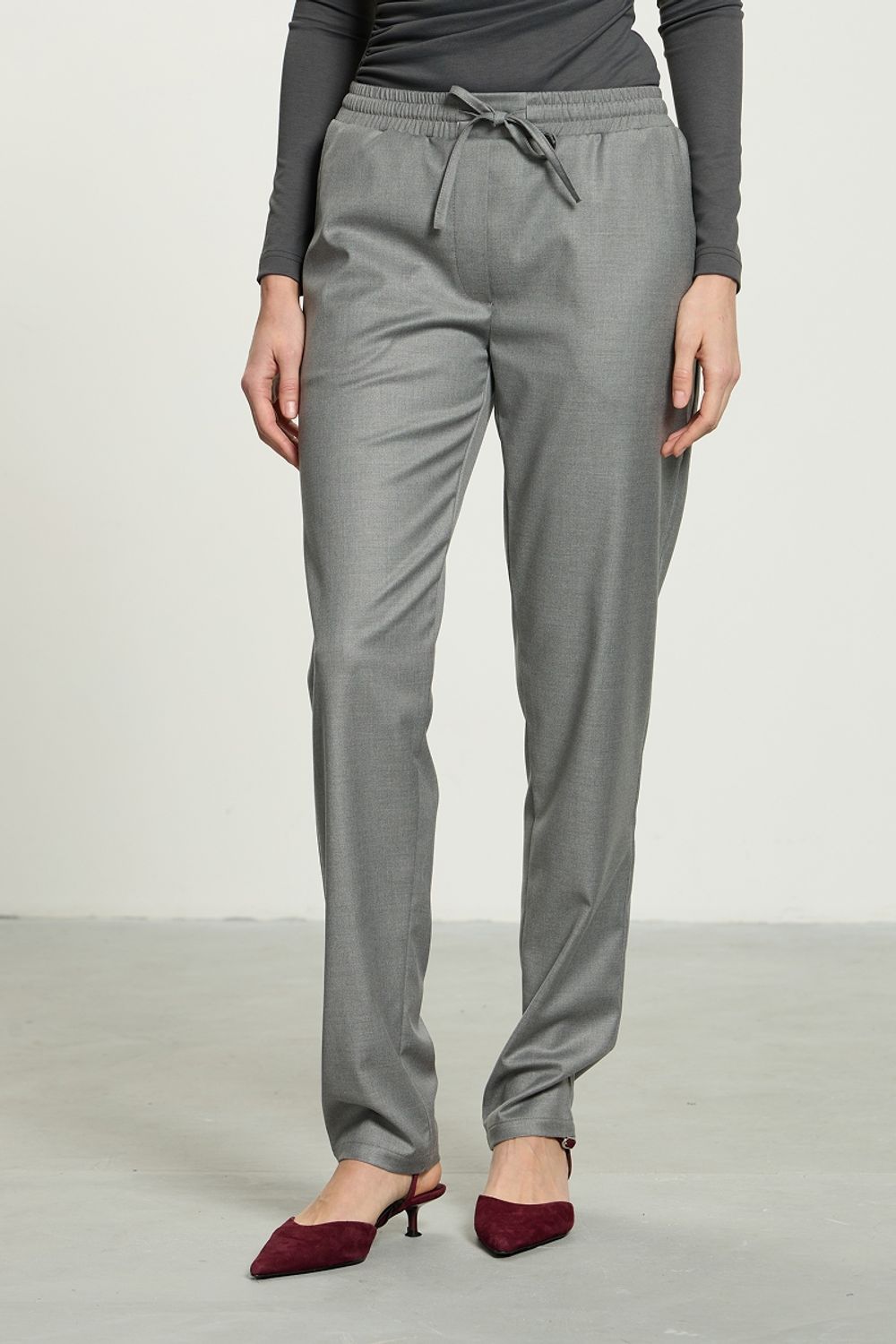 Брюки Чинос на резинке серые смесовая шерсть