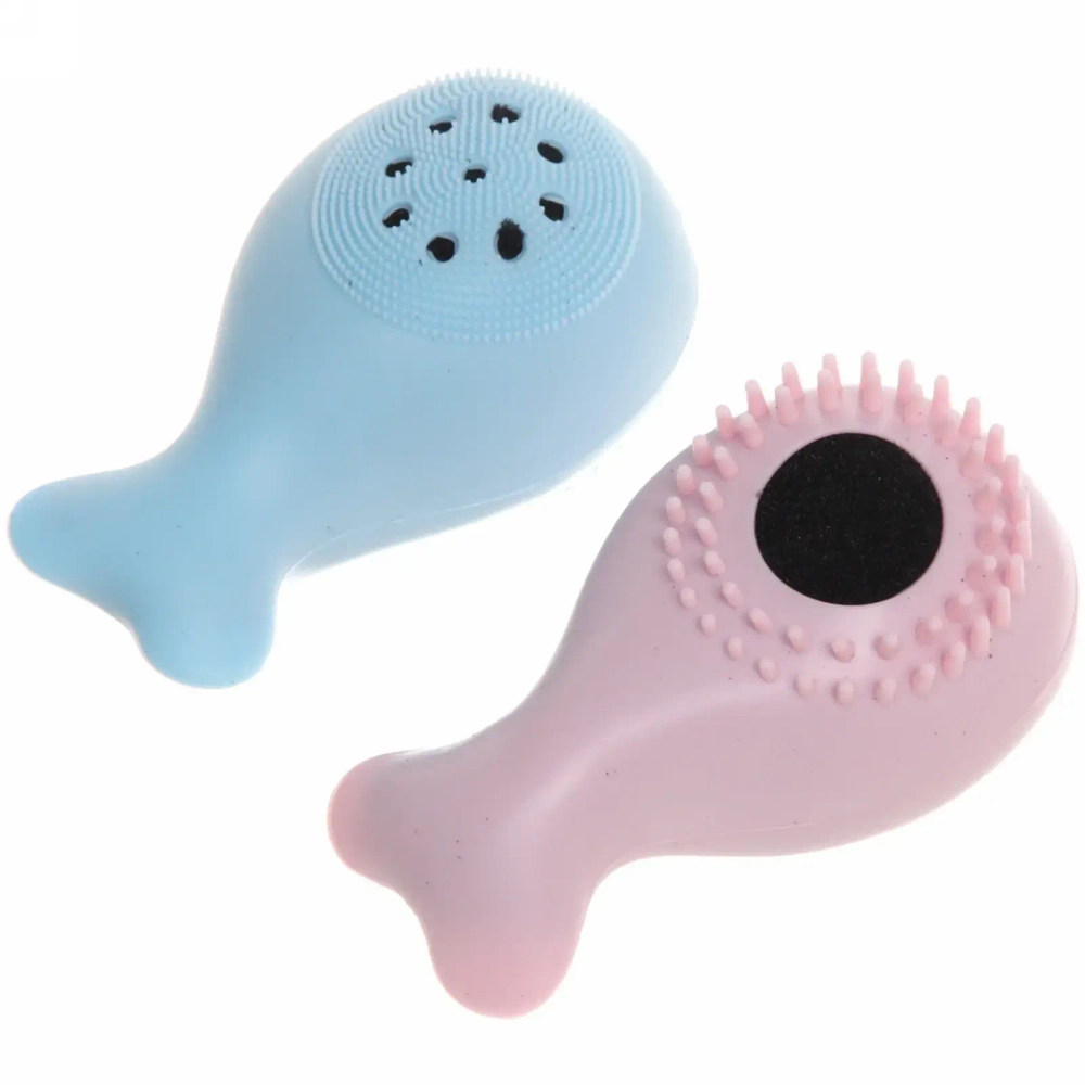 Спонж для умывания и бережного пилинга «Yuoki - Toki», рыбка, цвет розовый и голубой, 10,5*6,5см