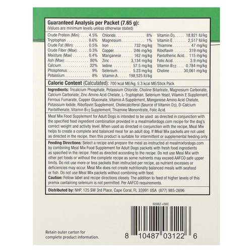 Dr. Mercola, Meal Mix, пищевая добавка, для взрослых собак, 30 пакетиков по 7,65 г (0,26 унции)