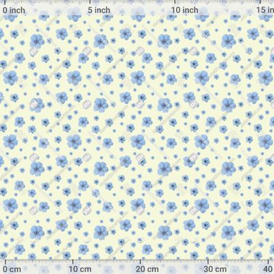 Россыпь из голубых цветов на желтом фоне by Lilyacherepanova2908 682 DPI