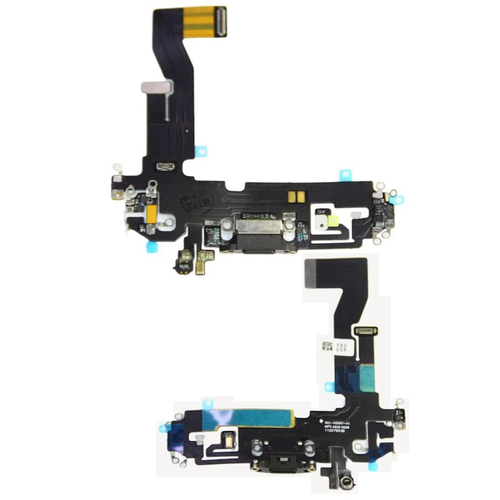 Шлейф для Apple iPhone 12/12 Pro на системный разъем/микрофон Черный - Премиум