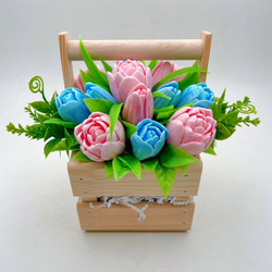 Ящик тюльпанов (натуральное дерево)