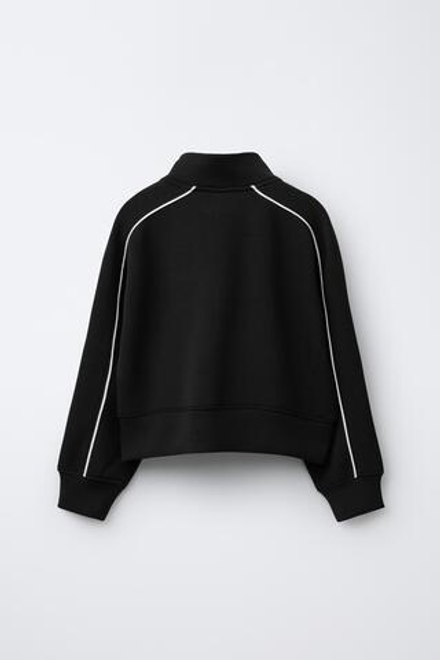 ZARA ТОЛСТОВКА ИЗ МОДАЛА С КОНТРАСТНОЙ ОКАНТОВКОЙ, ЧЕРНЫЙ
