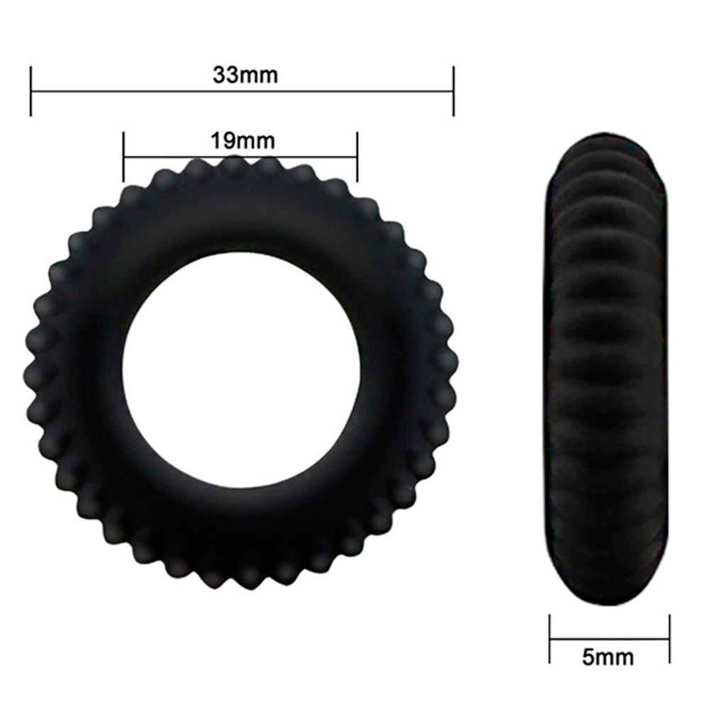 Эреционное кольцо 3,3см с ребрышками Baile Titan BI-210144