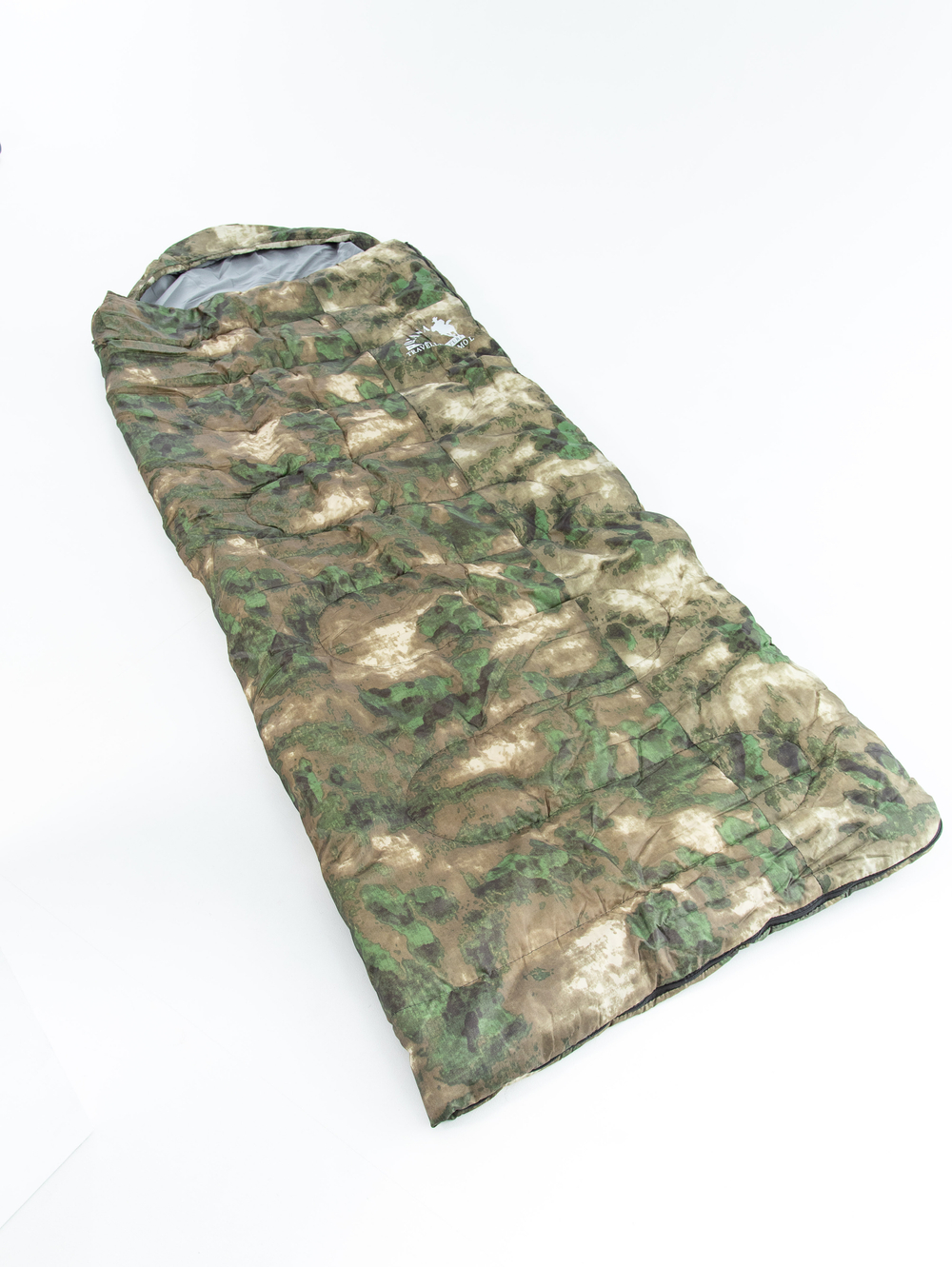 Спальный мешок TRAVELLER camo (КМФ) L-zip от-12(с подголовником 230х90см)INDI