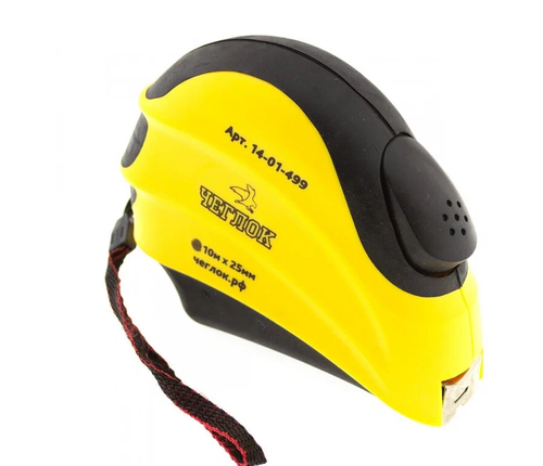 Рулетка 10м*25мм, ЧЕГЛОК серия "Спринт", обрезиненный корпус, ABS пластик, автостоп, нейлон, (6/60)