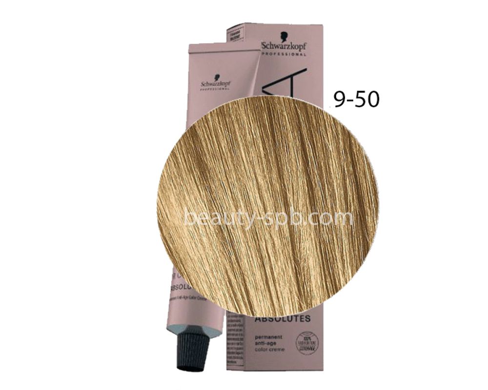 Schwarzkopf Professional краска для волос Игора Absolutes тон 9-50 Блондин золотистый натуральный 60мл