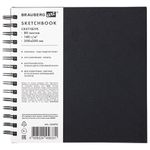 Скетчбук, слоновая кость 140 г/м2 200х200 мм, 80 л., КОЖЗАМ, гребень, BRAUBERG ART CLASSIC, черный, 116476