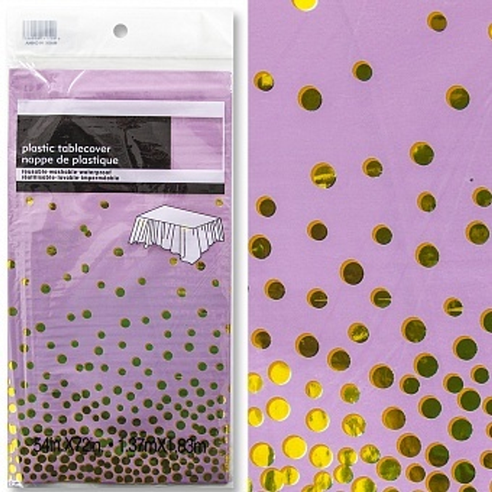 Скатерть одноразовая Конфетти Розовый/Золото Металлик 137*183 см.