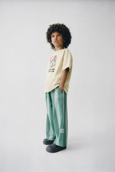 ZARA БРЮКИ КЮЛОТЫ В ПОЛОСКУ, ЗЕЛЕНЫЙ