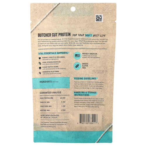 Vital Essentials, сублимированные необработанные лакомства для собак, мелисса, 28,3 г (1 унция)