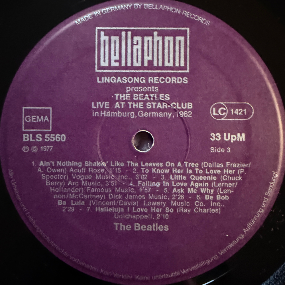 The Beatles ‎– Live! At The Star-Club In Hamburg, Germany; 1962 2LP (Германия 1977г.)
