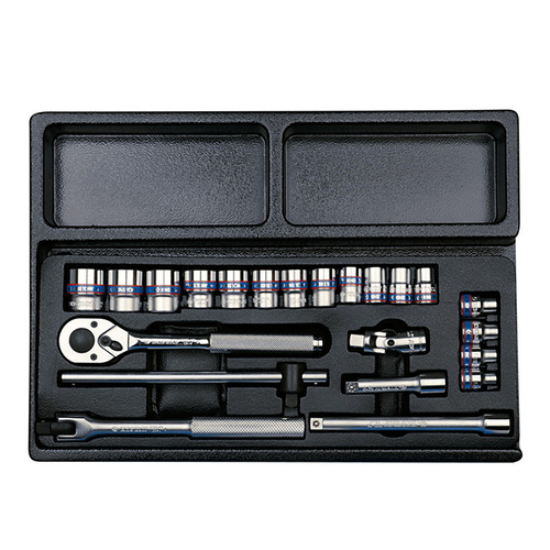 KING TONY (9-3523MR) Набор торцевых головок 3/8" с принадлежностями, ложемент, 23 предмета