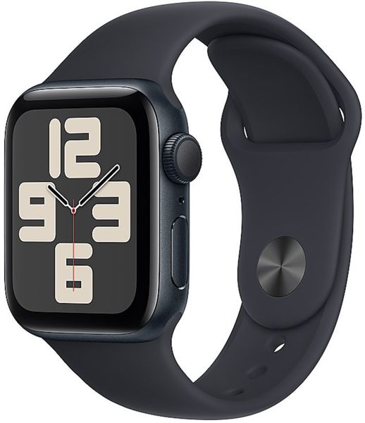 Умные часы Apple Watch SE 2024 40 мм из алюминия цвета «тёмная ночь», спортивный ремешок «тёмная ночь» (S/M)