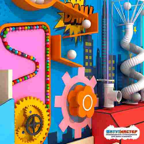Интерактивная стена для игровой комнаты «Энергия Героя», 3,3×0,5×1,8 м